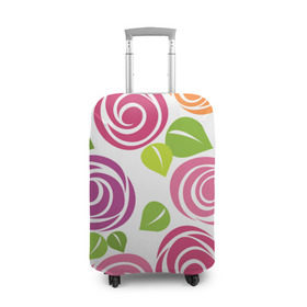 Чехол для чемодана 3D с принтом Розы Минимализм в Петрозаводске, 86% полиэфир, 14% спандекс | двустороннее нанесение принта, прорези для ручек и колес | flowers | розовый | розы | цветы