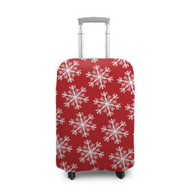 Чехол для чемодана 3D с принтом Новогодние Снежинки в Петрозаводске, 86% полиэфир, 14% спандекс | двустороннее нанесение принта, прорези для ручек и колес | дед | дед морозо | клаус | новый год | подарки | санта | санта клаус | снег | снеговик | снежинки | холод