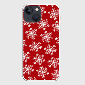 Чехол для iPhone 13 mini с принтом Новогодние Снежинки в Петрозаводске,  |  | дед | дед морозо | клаус | новый год | подарки | санта | санта клаус | снег | снеговик | снежинки | холод