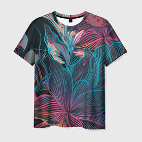 Мужская футболка 3D с принтом Авангард страсти в Петрозаводске, 100% полиэфир | прямой крой, круглый вырез горловины, длина до линии бедер | красный | линии | синий | цвет | яркий
