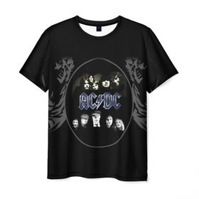 Мужская футболка 3D с принтом Группа AC/DC в Петрозаводске, 100% полиэфир | прямой крой, круглый вырез горловины, длина до линии бедер | ac dc | acdc | австралийская | ангус янг | блюз рок | головы | группа | крис слэйд | музыканты | певцы | рок | рок н ролл | стиви янг | хард рок | эксл роуз
