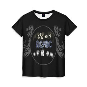 Женская футболка 3D с принтом Группа AC/DC в Петрозаводске, 100% полиэфир ( синтетическое хлопкоподобное полотно) | прямой крой, круглый вырез горловины, длина до линии бедер | ac dc | acdc | австралийская | ангус янг | блюз рок | головы | группа | крис слэйд | музыканты | певцы | рок | рок н ролл | стиви янг | хард рок | эксл роуз