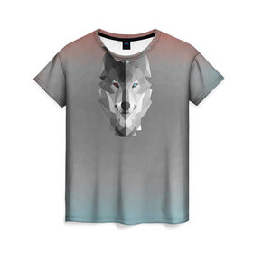 Женская футболка 3D с принтом Wolf Geometric в Петрозаводске, 100% полиэфир ( синтетическое хлопкоподобное полотно) | прямой крой, круглый вырез горловины, длина до линии бедер | 