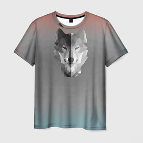 Мужская футболка 3D с принтом Wolf Geometric в Петрозаводске, 100% полиэфир | прямой крой, круглый вырез горловины, длина до линии бедер | 