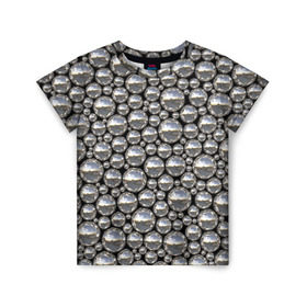 Детская футболка 3D с принтом Серебряные шары в Петрозаводске, 100% гипоаллергенный полиэфир | прямой крой, круглый вырез горловины, длина до линии бедер, чуть спущенное плечо, ткань немного тянется | серебро | шар | шарики | шары