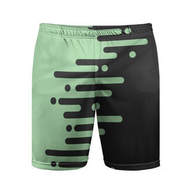 Мужские шорты 3D спортивные с принтом Геометрический Инь Янь в Петрозаводске,  |  | геометрия | зеленый | линии | полосы | фисташковый | черный