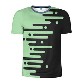 Мужская футболка 3D спортивная с принтом Геометрический Инь Янь в Петрозаводске, 100% полиэстер с улучшенными характеристиками | приталенный силуэт, круглая горловина, широкие плечи, сужается к линии бедра | геометрия | зеленый | линии | полосы | фисташковый | черный