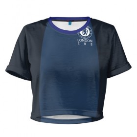 Женская футболка 3D укороченная с принтом Chelsea - London S W 6 в Петрозаводске, 100% полиэстер | круглая горловина, длина футболки до линии талии, рукава с отворотами | челси