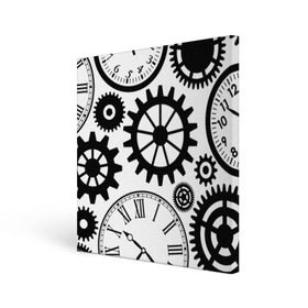 Холст квадратный с принтом Часы и шестеренки в Петрозаводске, 100% ПВХ |  | Тематика изображения на принте: pattern | узор | часы