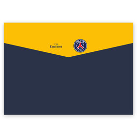 Поздравительная открытка с принтом Paris Saint-Germain - Navy Yellow (Collections 2018) в Петрозаводске, 100% бумага | плотность бумаги 280 г/м2, матовая, на обратной стороне линовка и место для марки
 | paris saint germain | psg | псж