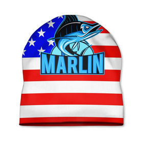 Шапка 3D с принтом Marlin USA в Петрозаводске, 100% полиэстер | универсальный размер, печать по всей поверхности изделия | Тематика изображения на принте: 