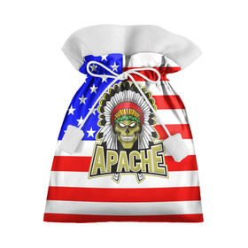 Подарочный 3D мешок с принтом Индейцы Apache в Петрозаводске, 100% полиэстер | Размер: 29*39 см | apache | usa | америка | американец | индейцы | символика америки | сша