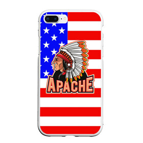 Чехол для iPhone 7Plus/8 Plus матовый с принтом Apache в Петрозаводске, Силикон | Область печати: задняя сторона чехла, без боковых панелей | Тематика изображения на принте: apache | usa | америка | американец | индейцы | символика америки | сша