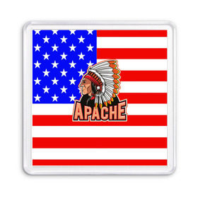 Магнит 55*55 с принтом Apache в Петрозаводске, Пластик | Размер: 65*65 мм; Размер печати: 55*55 мм | apache | usa | америка | американец | индейцы | символика америки | сша