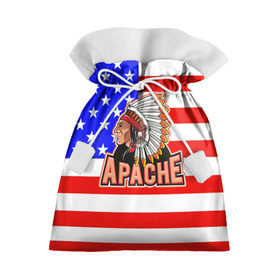 Подарочный 3D мешок с принтом Apache в Петрозаводске, 100% полиэстер | Размер: 29*39 см | Тематика изображения на принте: apache | usa | америка | американец | индейцы | символика америки | сша