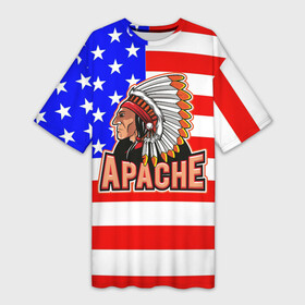 Платье-футболка 3D с принтом Apache в Петрозаводске,  |  | Тематика изображения на принте: apache | usa | америка | американец | индейцы | символика америки | сша