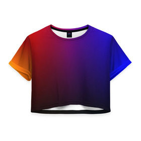 Женская футболка 3D укороченная с принтом Градиент 3 в Петрозаводске, 100% полиэстер | круглая горловина, длина футболки до линии талии, рукава с отворотами | градиент | красный | синий | текстура | цвет