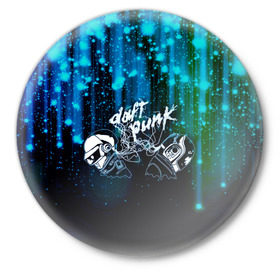 Значок с принтом Daft Punk в Петрозаводске,  металл | круглая форма, металлическая застежка в виде булавки | ги мануэль де омем кристо | дафт панк | искра | капли | музыка | надпись | нью диско | синти поп | техно | тома бангальтер | фанк | французский хаус | шлем | электроник рок | электронная