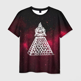 Мужская футболка 3D с принтом Масонский символ в Петрозаводске, 100% полиэфир | прямой крой, круглый вырез горловины, длина до линии бедер | вселенная | звезды | космос | масонский символ | массоны