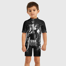 Детский купальный костюм 3D с принтом Slipknot iowa в Петрозаводске, Полиэстер 85%, Спандекс 15% | застежка на молнии на спине | slipknot | альтернативный метал | грув метал | комбинезон | маска | метал | мрачный | ню метал