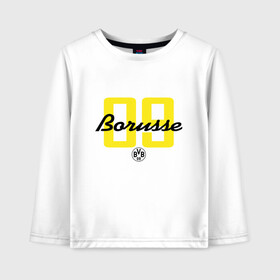 Детский лонгслив хлопок с принтом Borussia Dortmund - Borusse 09 (New 2018 Design) в Петрозаводске, 100% хлопок | круглый вырез горловины, полуприлегающий силуэт, длина до линии бедер | Тематика изображения на принте: боруссия дортмунд