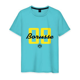 Мужская футболка хлопок с принтом Borussia Dortmund - Borusse 09 (New 2018 Design) в Петрозаводске, 100% хлопок | прямой крой, круглый вырез горловины, длина до линии бедер, слегка спущенное плечо. | боруссия дортмунд