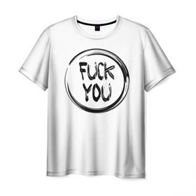 Мужская футболка 3D с принтом FUCK YOU 4 в Петрозаводске, 100% полиэфир | прямой крой, круглый вырез горловины, длина до линии бедер | мат