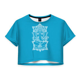 Женская футболка 3D укороченная с принтом India в Петрозаводске, 100% полиэстер | круглая горловина, длина футболки до линии талии, рукава с отворотами | india | будда | буддизм | индия | символика индии | слон | хинди