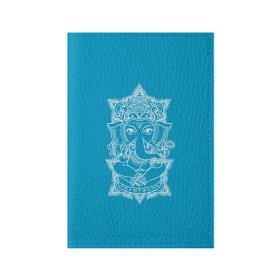 Обложка для паспорта матовая кожа с принтом India в Петрозаводске, натуральная матовая кожа | размер 19,3 х 13,7 см; прозрачные пластиковые крепления | india | будда | буддизм | индия | символика индии | слон | хинди