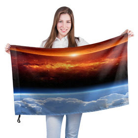 Флаг 3D с принтом Космос в Петрозаводске, 100% полиэстер | плотность ткани — 95 г/м2, размер — 67 х 109 см. Принт наносится с одной стороны | space | star | вселенная | звезды | земля | космический | космос | планеты | пространство