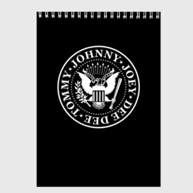Скетчбук с принтом The Ramones в Петрозаводске, 100% бумага
 | 48 листов, плотность листов — 100 г/м2, плотность картонной обложки — 250 г/м2. Листы скреплены сверху удобной пружинной спиралью | Тематика изображения на принте: punk | ramones | rock | панк | рамонс | рок
