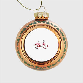Стеклянный ёлочный шар с принтом Велосипед в Петрозаводске, Стекло | Диаметр: 80 мм | Тематика изображения на принте: bicycle | байсикл | велик | красный | москва | педали