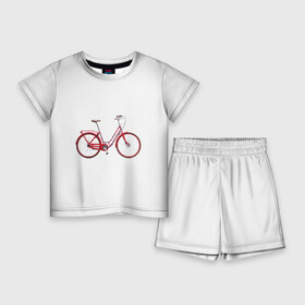 Детский костюм с шортами 3D с принтом Велосипед в Петрозаводске,  |  | bicycle | байсикл | велик | красный | москва | педали
