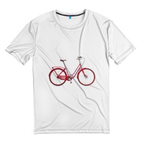 Мужская футболка 3D с принтом Велосипед в Петрозаводске, 100% полиэфир | прямой крой, круглый вырез горловины, длина до линии бедер | bicycle | байсикл | велик | красный | москва | педали
