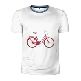 Мужская футболка 3D спортивная с принтом Велосипед в Петрозаводске, 100% полиэстер с улучшенными характеристиками | приталенный силуэт, круглая горловина, широкие плечи, сужается к линии бедра | bicycle | байсикл | велик | красный | москва | педали