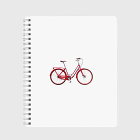 Тетрадь с принтом Велосипед в Петрозаводске, 100% бумага | 48 листов, плотность листов — 60 г/м2, плотность картонной обложки — 250 г/м2. Листы скреплены сбоку удобной пружинной спиралью. Уголки страниц и обложки скругленные. Цвет линий — светло-серый
 | bicycle | байсикл | велик | красный | москва | педали