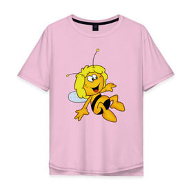 Мужская футболка хлопок Oversize с принтом пчелка Майя в Петрозаводске, 100% хлопок | свободный крой, круглый ворот, “спинка” длиннее передней части | Тематика изображения на принте: вилли | майя | мая | пчелка | пчёлка майя | флип