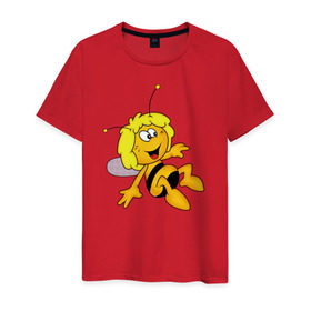 Мужская футболка хлопок с принтом пчелка Майя в Петрозаводске, 100% хлопок | прямой крой, круглый вырез горловины, длина до линии бедер, слегка спущенное плечо. | Тематика изображения на принте: вилли | майя | мая | пчелка | пчёлка майя | флип