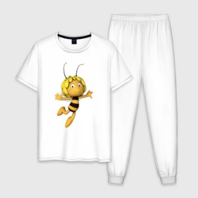 Мужская пижама хлопок с принтом пчелка Майя в Петрозаводске, 100% хлопок | брюки и футболка прямого кроя, без карманов, на брюках мягкая резинка на поясе и по низу штанин
 | Тематика изображения на принте: вилли | майя | мая | пчелка | пчёлка майя | флип