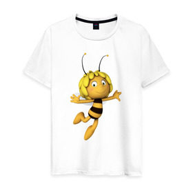 Мужская футболка хлопок с принтом пчелка Майя в Петрозаводске, 100% хлопок | прямой крой, круглый вырез горловины, длина до линии бедер, слегка спущенное плечо. | Тематика изображения на принте: вилли | майя | мая | пчелка | пчёлка майя | флип