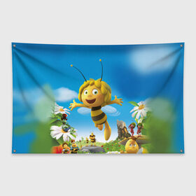 Флаг-баннер с принтом Пчелка Майя в Петрозаводске, 100% полиэстер | размер 67 х 109 см, плотность ткани — 95 г/м2; по краям флага есть четыре люверса для крепления | вилли | майя | мая | пчелка | пчёлка майя | флип