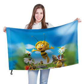 Флаг 3D с принтом Пчелка Майя в Петрозаводске, 100% полиэстер | плотность ткани — 95 г/м2, размер — 67 х 109 см. Принт наносится с одной стороны | вилли | майя | мая | пчелка | пчёлка майя | флип