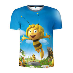 Мужская футболка 3D спортивная с принтом Пчелка Майя в Петрозаводске, 100% полиэстер с улучшенными характеристиками | приталенный силуэт, круглая горловина, широкие плечи, сужается к линии бедра | вилли | майя | мая | пчелка | пчёлка майя | флип
