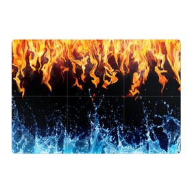 Магнитный плакат 3Х2 с принтом Две стихии в Петрозаводске, Полимерный материал с магнитным слоем | 6 деталей размером 9*9 см | cold | fire | ice | вода water | лёд | огонь | пламя | стихиz | холод