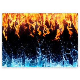 Поздравительная открытка с принтом Две стихии в Петрозаводске, 100% бумага | плотность бумаги 280 г/м2, матовая, на обратной стороне линовка и место для марки
 | Тематика изображения на принте: cold | fire | ice | вода water | лёд | огонь | пламя | стихиz | холод