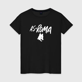 Женская футболка хлопок с принтом A S Roma - White Graphic в Петрозаводске, 100% хлопок | прямой крой, круглый вырез горловины, длина до линии бедер, слегка спущенное плечо | 