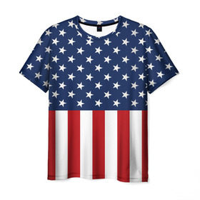 Мужская футболка 3D с принтом Флаг США в Петрозаводске, 100% полиэфир | прямой крой, круглый вырез горловины, длина до линии бедер | flag | usa | патриотизм | сша | флаг