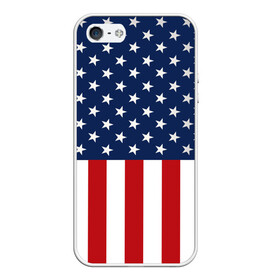 Чехол для iPhone 5/5S матовый с принтом Флаг США в Петрозаводске, Силикон | Область печати: задняя сторона чехла, без боковых панелей | Тематика изображения на принте: flag | usa | патриотизм | сша | флаг
