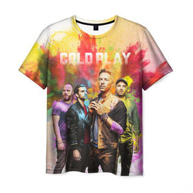 Мужская футболка 3D с принтом Coldplay в Петрозаводске, 100% полиэфир | прямой крой, круглый вырез горловины, длина до линии бедер | cold play | rock | колд плей | колд плэй | колдплей | колдплэй | рок