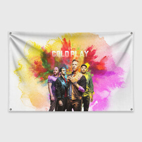 Флаг-баннер с принтом Coldplay в Петрозаводске, 100% полиэстер | размер 67 х 109 см, плотность ткани — 95 г/м2; по краям флага есть четыре люверса для крепления | cold play | rock | колд плей | колд плэй | колдплей | колдплэй | рок